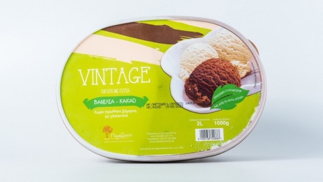 Παγωτό Με Στέβια Βανίλια Κακάο 2lt Vintage